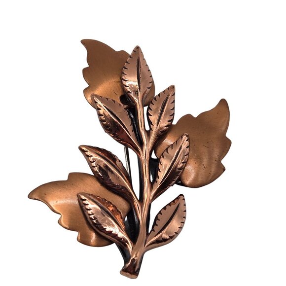 Vtg Brooch Leaf Copper Matisse Renoir Autumn Fall Whimsigoth Fairy Cottage Pin - Picture 7 of 10